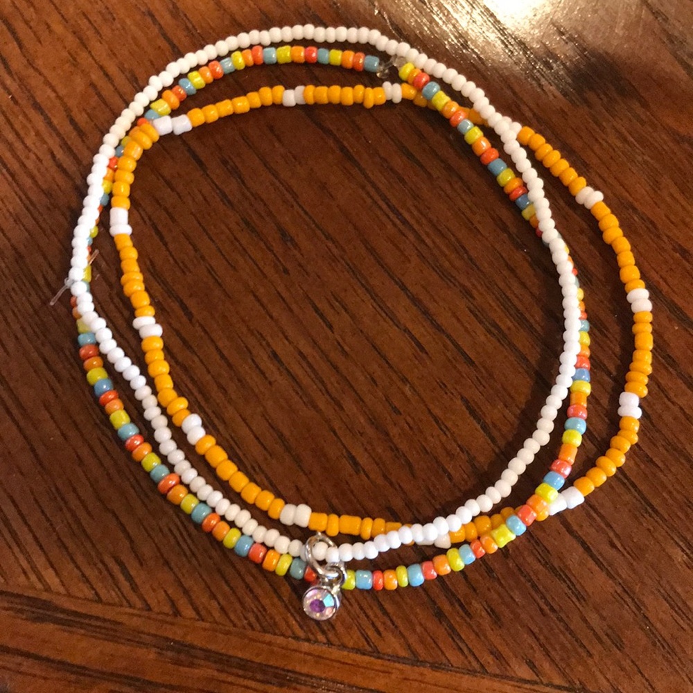 Orange seed bead anklet 3 piece